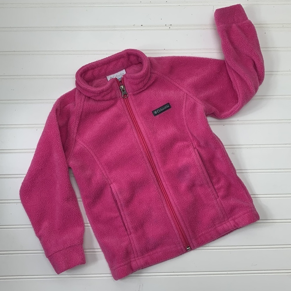 Columbia hot pink zip front fleece 4T